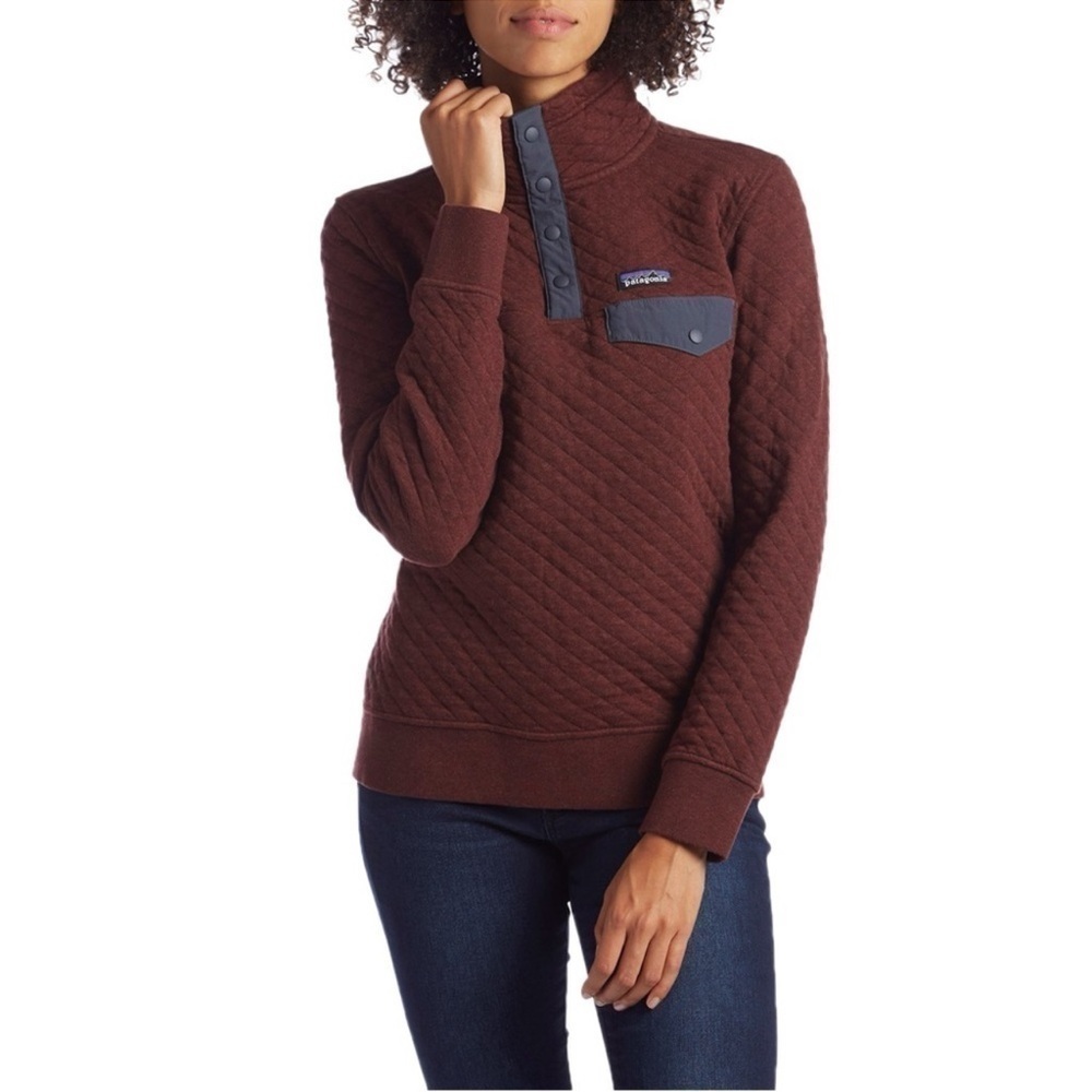 Patagonia Organic Cotton Quilt Snap-T® Pullover Small Maroon Red READ - Picture 1 of 10